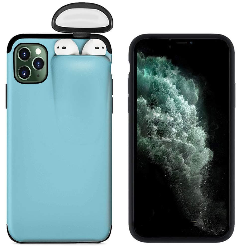 2 in 1 Case Ultra Slim Protective Cover Compatible with iPhone 11 Pro Max and for Airpods,Liquid Silicone Gel Rubber Case Full Protective Shockproof Case for iPhone 11 Pro Max with Headset Protection