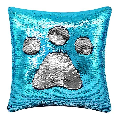 Mermaid Pillow Case USTYLES Reversible Sequin Pillow Covers 16x16 Throw Pillow Case Home Décor Silver and Blue 1PC