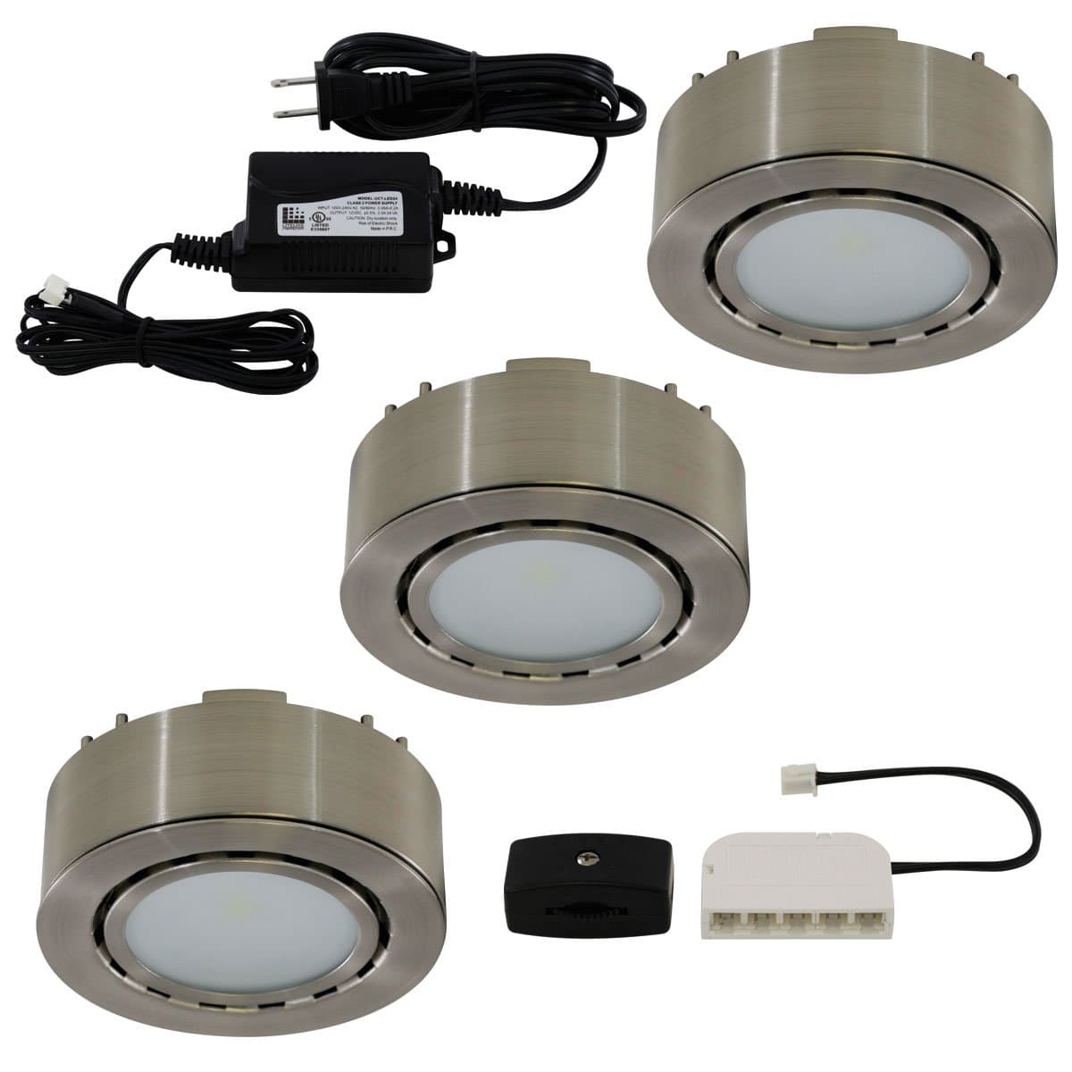Liteline UCP-LED3-MN LED Three-Light Puck Kit, 12V, Matte Nickel