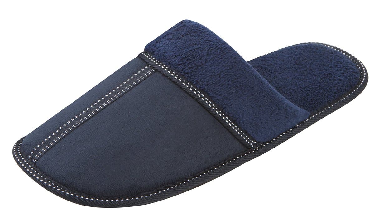 Pierre Roche - Men's Plain Mule Slippers(Sizes 6-11) Memory Foam Arch Support Slip On