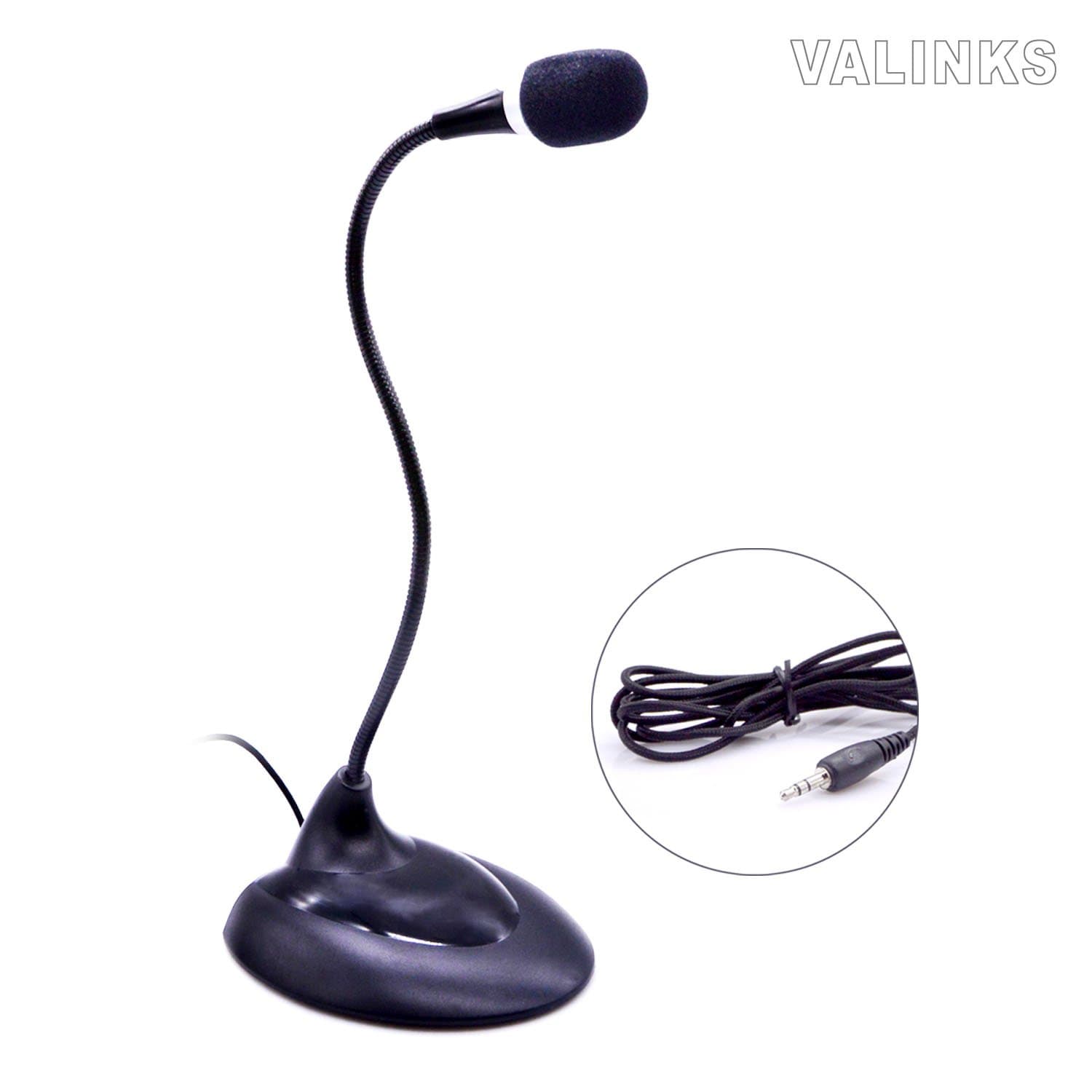 VAlinks® 3.5mm Stereo Plug Flexible Condenser Multimedia Microphone with Wide Stand and 2m Cable for PC Laptop Chatting, Skype, MSN, QQ, Yahoo Recording, Especially Speech, Meeting, Conference