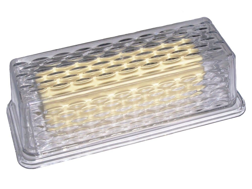 CLEAR PLASTIC BUTTER DISH FOR COUNTER WITH LID TEXTURED SINGLE STICK BUTTER DISH