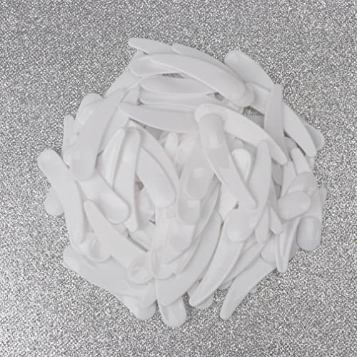 Cavetee 200 PCS Cosmetic Make Up Disposable Plastic Spoon Spatula, Facial Cream Mask Spatula White Plastic Spoon
