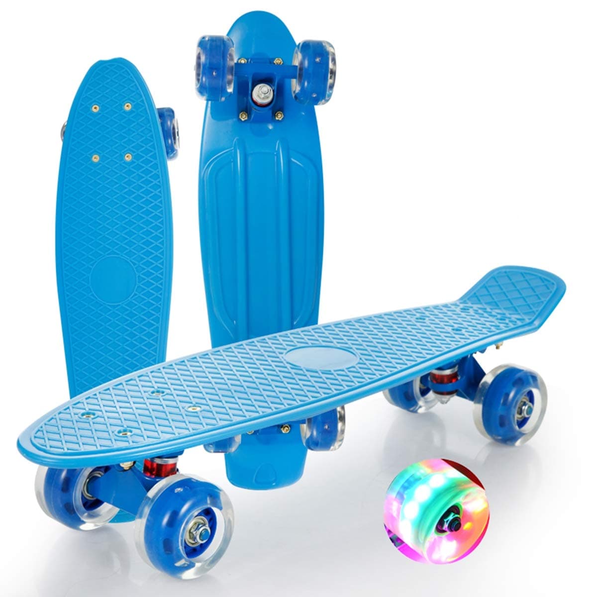 Dapang 22" Complete Skateboard with Colorful LED Light Up Wheels for Kids, Boys, Girls, Youths, Beginners,5