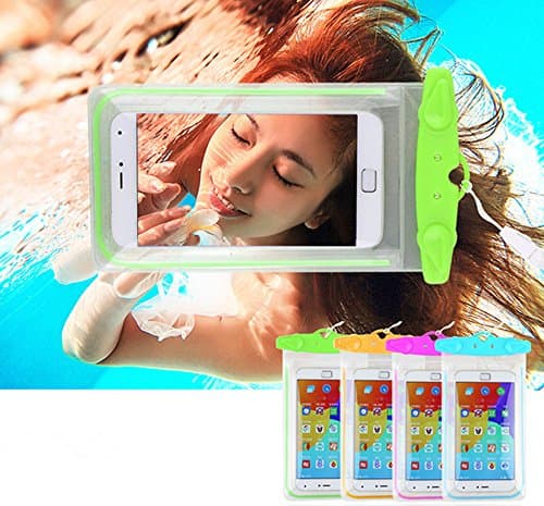 iFun iCool 4 Pack Clear Transparent TPU Perfect for Rafting, Kayaking, Swimming, Boating, Fishing, Skiing, Protect iPhone 6S Plus SE, Galaxy S6 S7 Edge, LG G5 etc. Orange Blue Green Pink