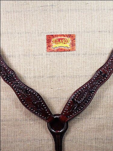 HILASON WESTERN ACORN TOOL LEATHER BRIDLE HEADSTALL BREAST COLLAR DARK MAHOGANY