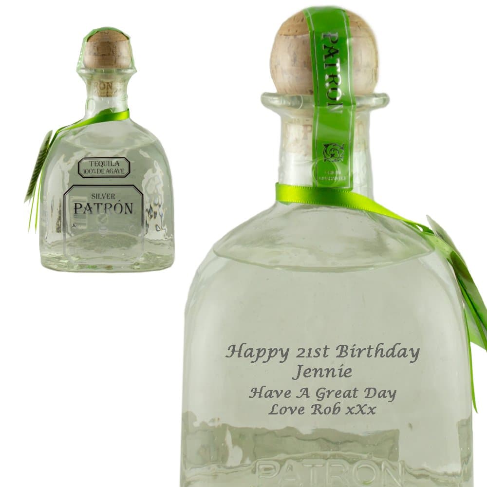 Personalised Patron Silver Tequila 70cl Engraved Gift Bottle