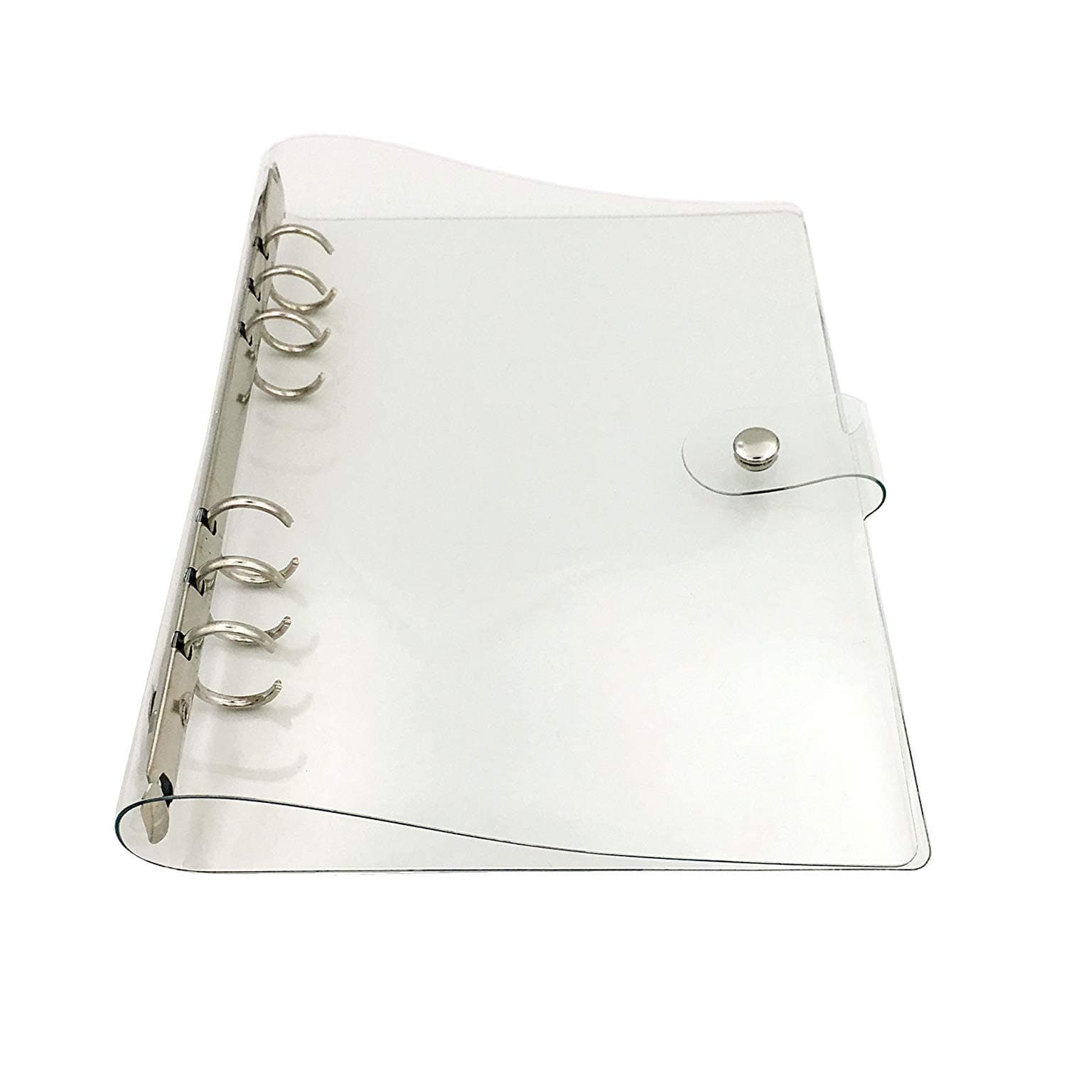 Aimeio Clear Planner Binder,Personal Size 6 Round Ring Holes Soft PVC Notebook Cover Protector Snap Button Closure Loose Leaf Folder,7.67x5.12inch,Box Package