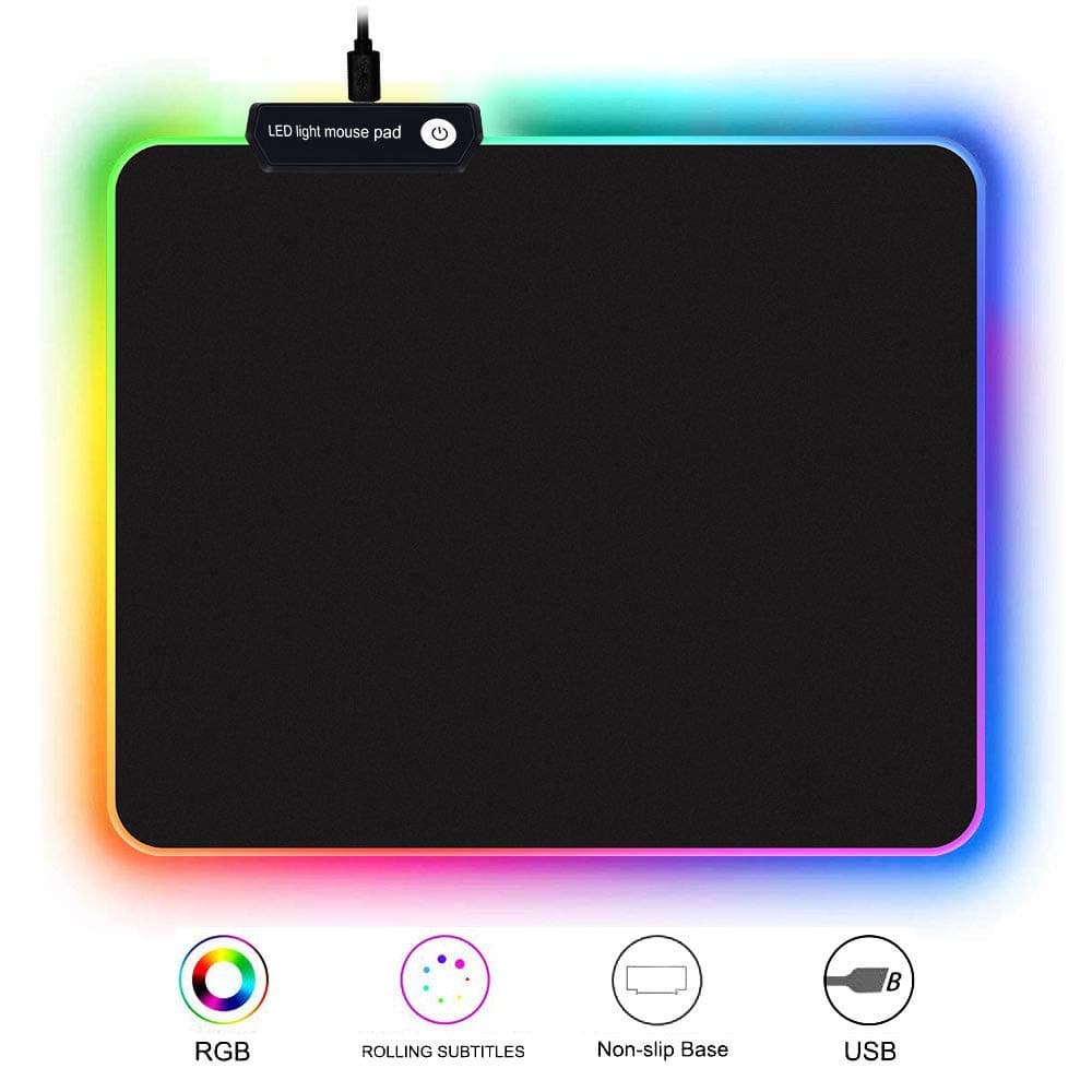 RGB Gaming Mouse Mat Pad 300 x 250 mm LED Mousepad with Smooth Surface, Non-Slip Rubber Base Glowing Mice Mat for Gaming Gamers, PC, Laptop, Desk