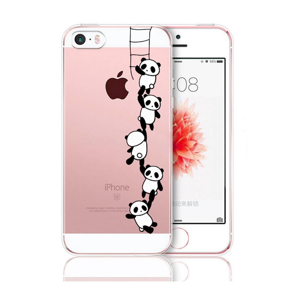 Caler iPhone SE/5/5S, Ultra Thin Soft Silicone Shockproof TPU Protective Case Cover for Apple iPhone 5 5S Se Panda Rabbit Carrot Design