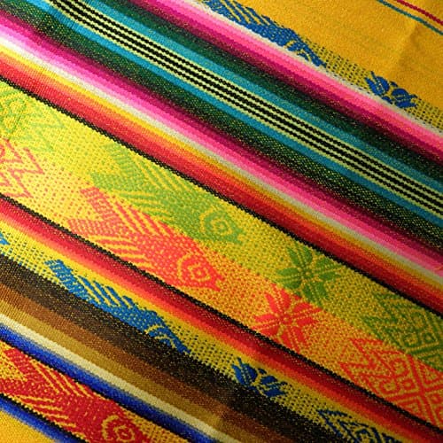 Serape Pattern Hand Woven Fish Tablerunner, Golden Yellow