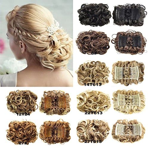 HI GIRL Curly Claw Elastic Net Chignon With Two Plastic Combs Easy Clip To Wavy Synthetic Hair Clamp Bun Full Wigs Ponytail Hair Bun Donut Hairpieces #MG