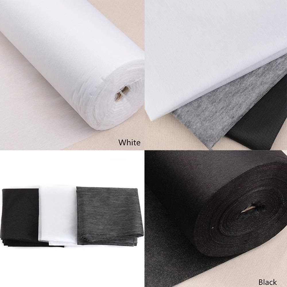 Interfacing Fabric White Black Light Medium Heavy Fusible/Iron On Per Metre by Accessories Attic (Black Light)