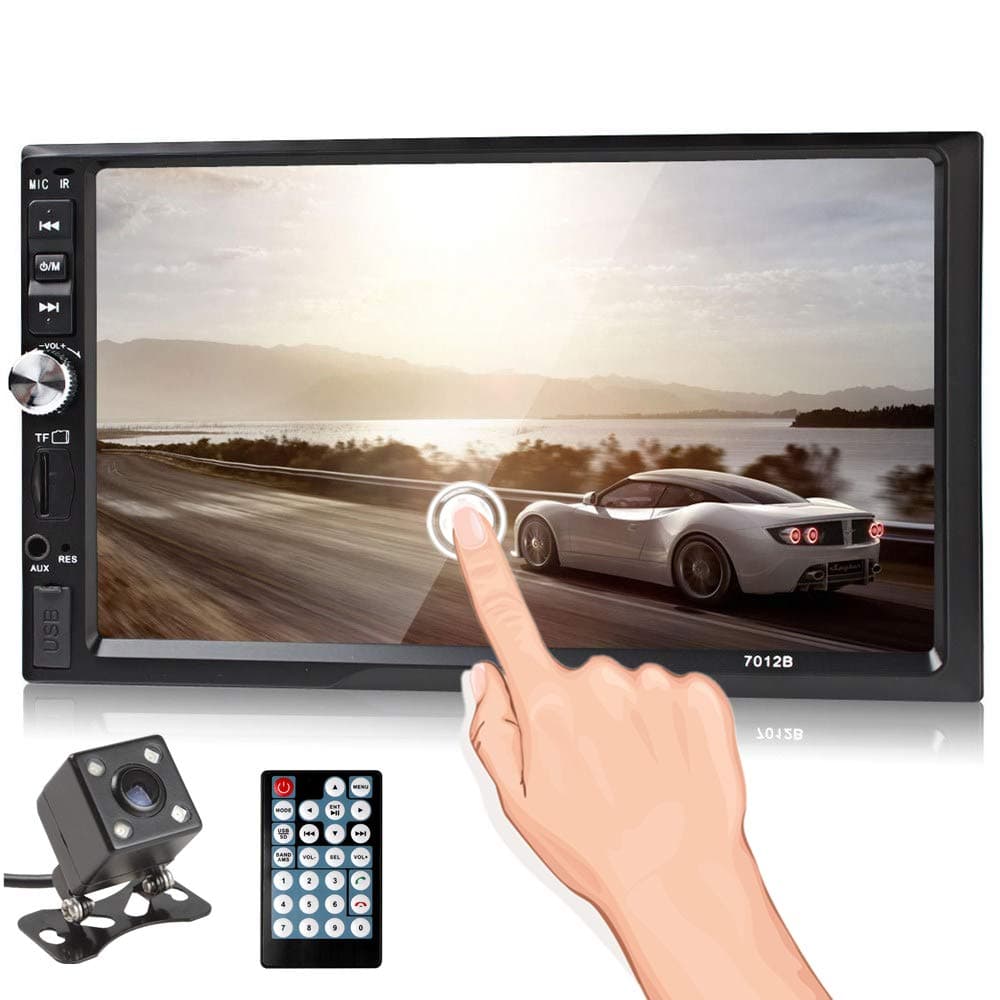Car Rear View Camera + Cavogin 7 inches Double Din Touchscreen in Dash Stereo Car Receiver Audio Video Player with Bluetooth FM Radio Mp3 MP5 / TF/USB / AUX/Steering Wheel Controls+ Remote Control