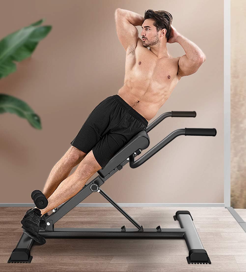 JFSKD Adjustable Benches Abdominal Bench Back Hyperextension Bench Adjustable Folding Roman Chair Cushion adjustable 7 levels level 3 training intensity