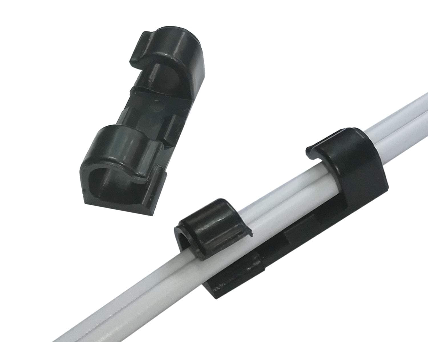 Cable Clips with Self Adhesive, 6mm TV PC Wire Holder, Tidy and Management Extension Cord (Pack of 20, Black)