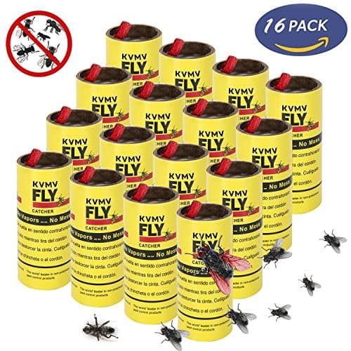 KVMV Fly Trap Sticky Fly Ribbons Fly Catcher Ribbons Fly Paper Strips Fly Paper Ribbons Insect Trap Pack of 16
