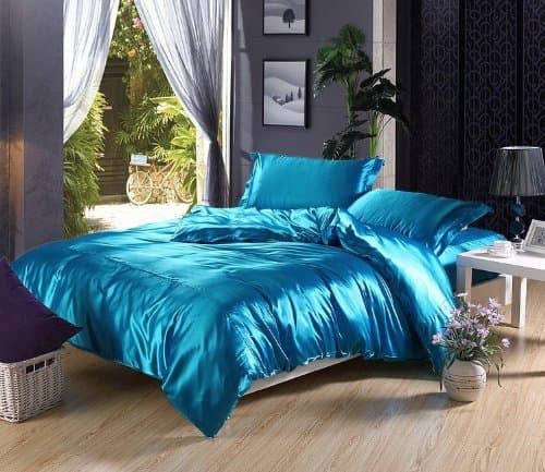 Blue-green Color 4pcs Imitation Silk Bed Set Bedding Set Bed Linen Silk Bedclothes Bedspread/bed Sheet /Duvet Cover (King)