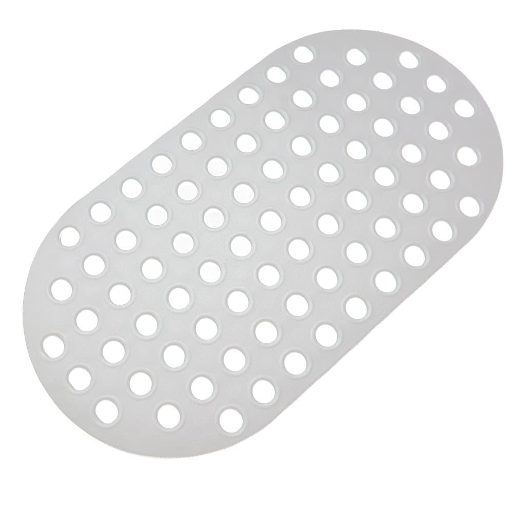 AIR TREE Bathtub Mats Non Slip Big Holes Extra Soft Machine Washable Suction Cups Bathtub Mat Oval White Long Shower Mat Oval 29 x 15 Inch …