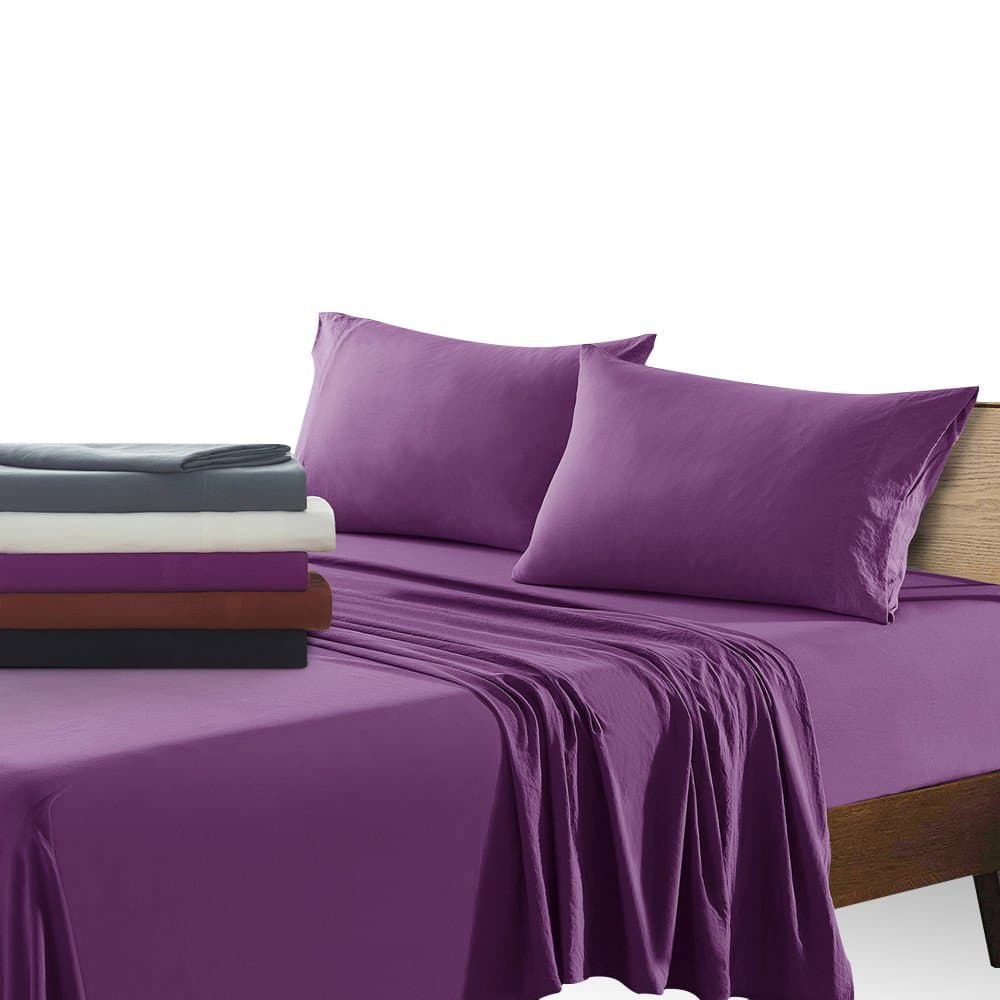 Queen sheet set –1800 brushed Microfiber soft , breathable and hypoallergenic bedding set, 4 piece fade resistant sheets with deep pocket (purple, queen)
