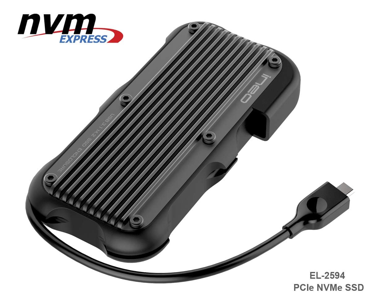 ElecGear NVMe PCIe M.2 SSD to USB 3.1 Gen2 Protective Enclosure, EL-2594 Waterproof Aluminum Adapter for M Key SSD Reader, MacBook Pro Air Laptop Memory Expansion Case Converter Caddy w/USB C cable