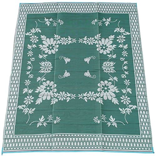 Fireside Patio Mats Lonely Forest Green 9 ft. x 12 ft. Polypropylene Indoor/Outdoor Reversible Patio/RV Mat