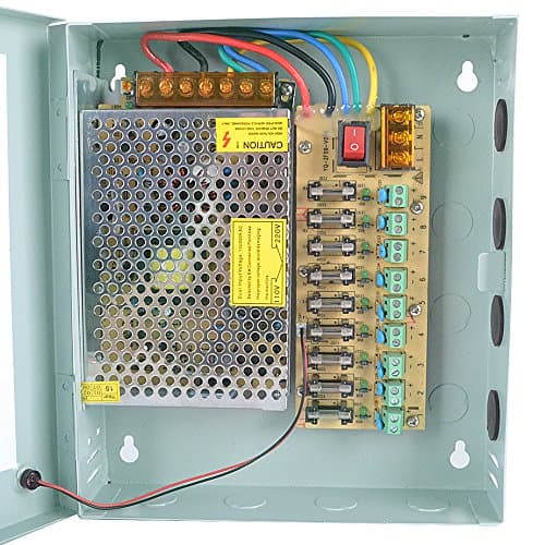 Reelva 9 WAY 10 AMP CCTV CAMERA LOCKABLE POWER SUPPLY BOX 9W 10A 12V PTC FUSE PSU