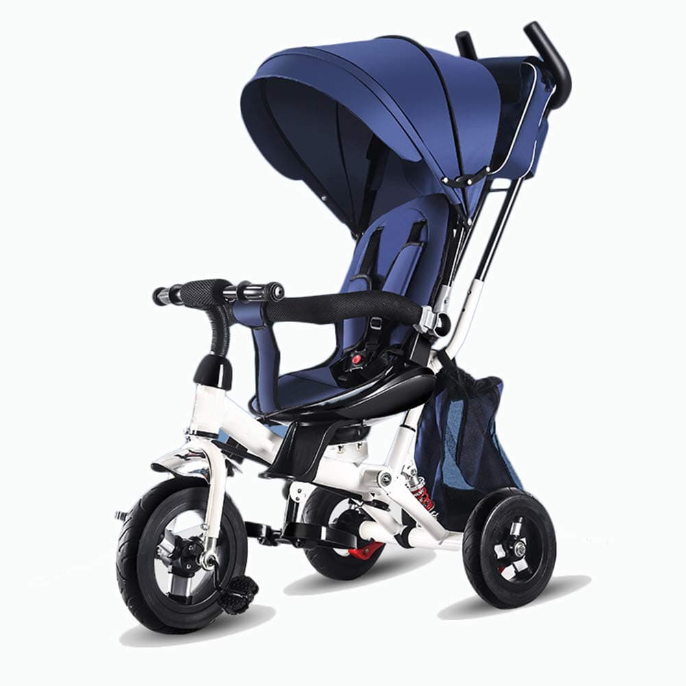 UBRAVOO 4-in-1 Kids Tricycle Stroller with 5-Point Belt, Brakes, Canopy & Storage Bag, Steering 4in1 Trikes for Kids 6Months-5T