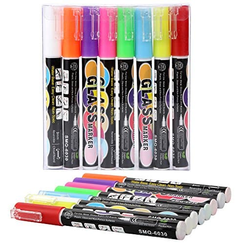 Futemo 8Pcs Chalk Markers Sets Chalkboard Erasable Dustless Water Based Liquid Wet Erase Pen 3mm for Students School Office Stationery