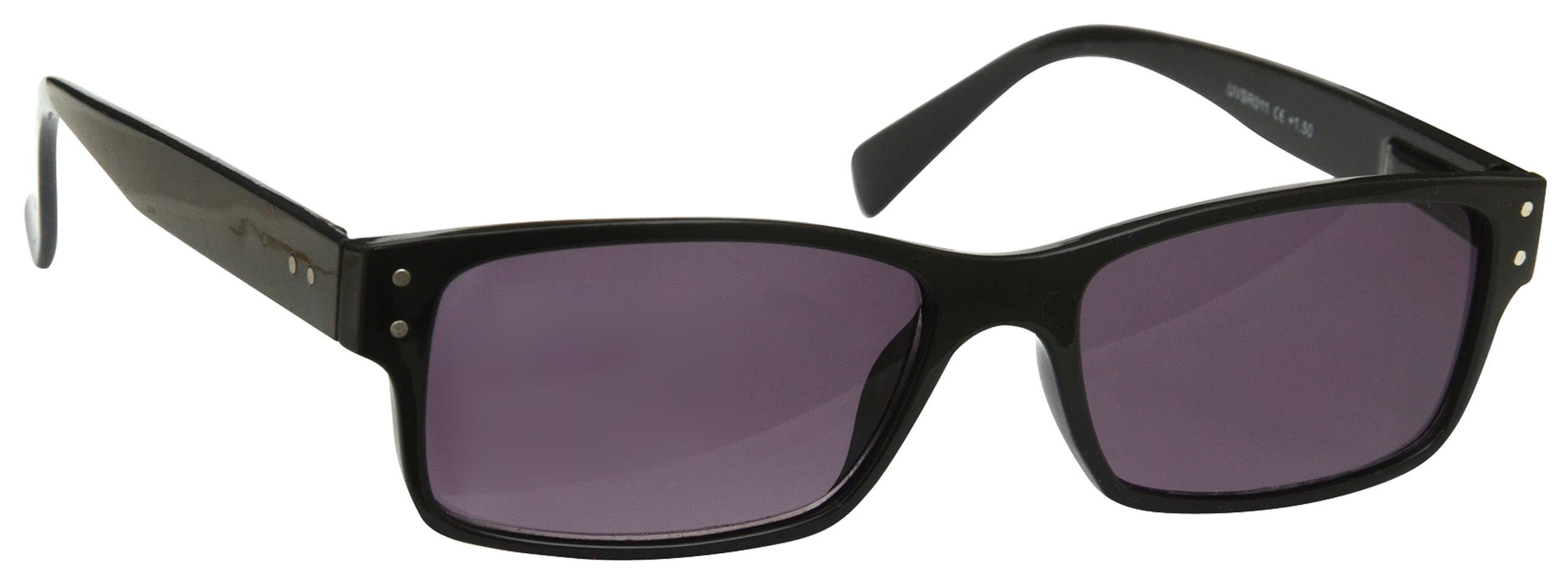 OPULIZE Mens Large Black Reading Sunglasses UV400 Designer Style Spring Hinges S11-1 +1.00