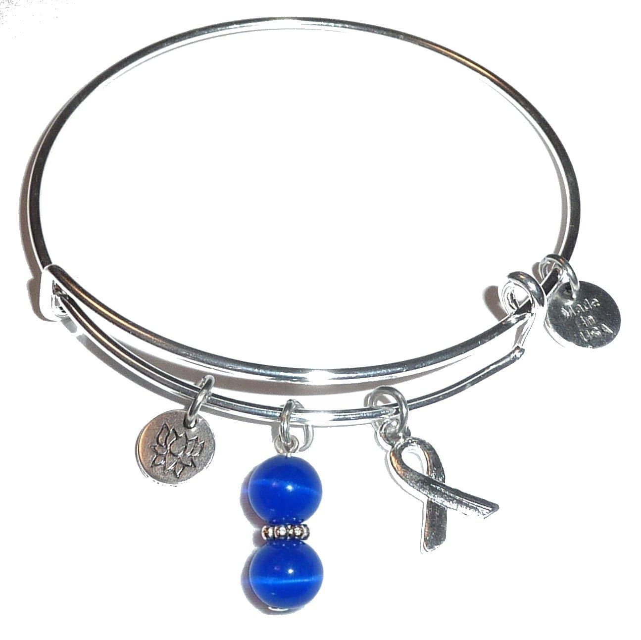 Hidden Hollow BeadsCancer Awareness (Hope for The Cure) Expandable Wire Women's Bangle Bracelet, Made in USA, Comes in a Gift Box!