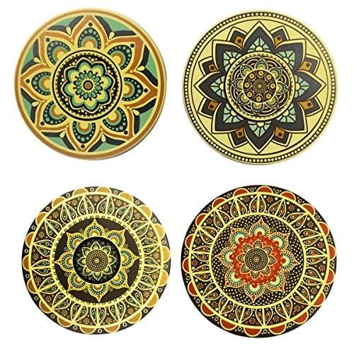 Ceramic Coaster Set of 4,Absorbent Stone Coasters for Cold Drinks Coffee Mug Glass Cup Place Mats (Set 1)