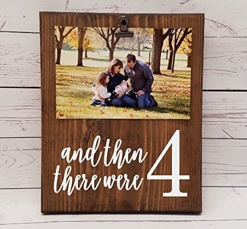 Last Name, and then there were 3 4 5, Wedding or Anniversary Family Photo board, wood picture frame, photo holder with clip, baby shower gift 7x9