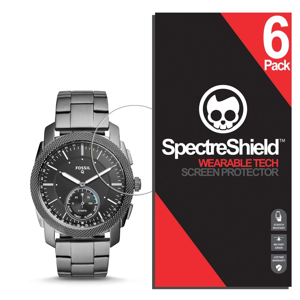 Spectre Shield for Fossil Hybrid Smartwatch Q Machine Screen Protector Military-Grade Flexible Full Coverage Ultra HD Clear Anti-Bubble Anti-Scratch Film - Pack of 6