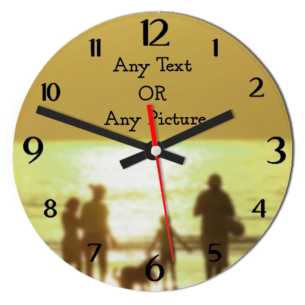 Giftme Personalised with your own Text/Image/Any Name themed 20 cm Glass Wall Clock For All Occasions. (20 cm)