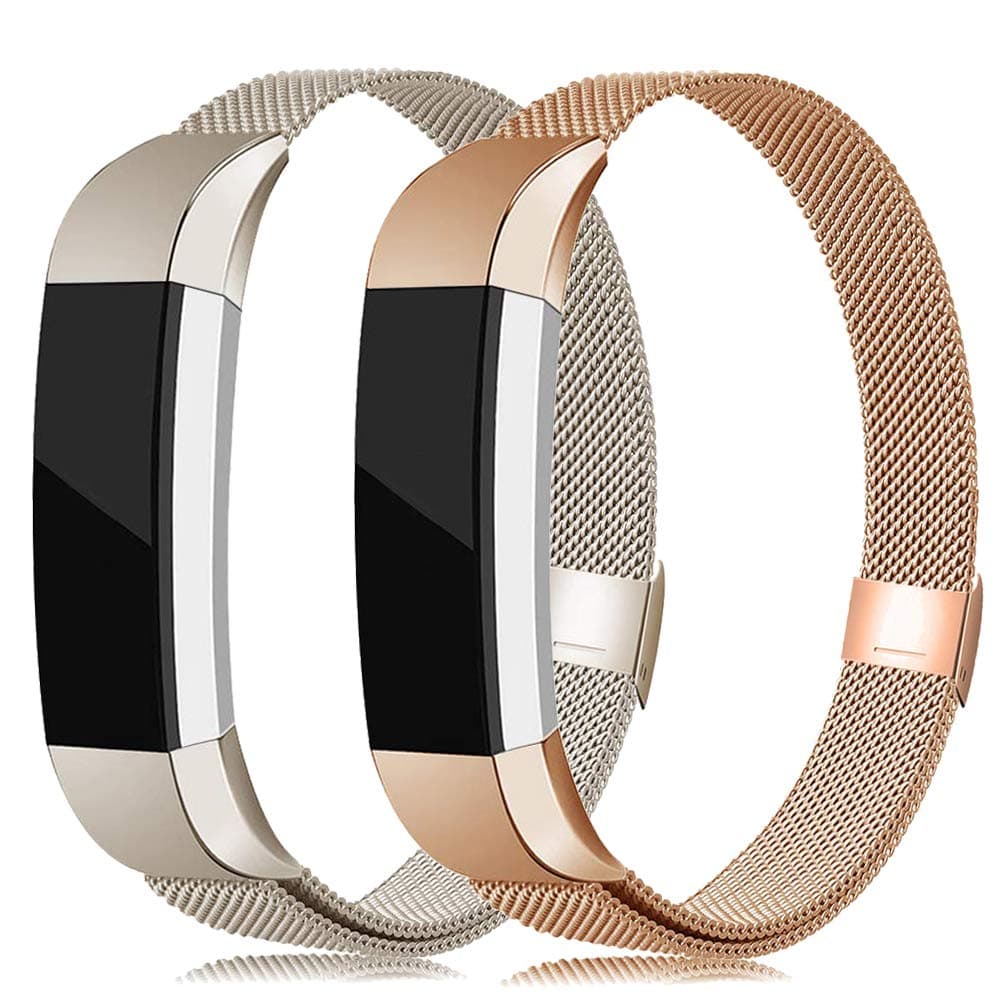 LNOOIU Metal Bands Compatible with Fitbit Alta, Replacement for Alta HR Stainless Steel Bands Adjustable Accessory Wristband for Alta Bracelet Women Men Girls Boys(2 Pack Small C)