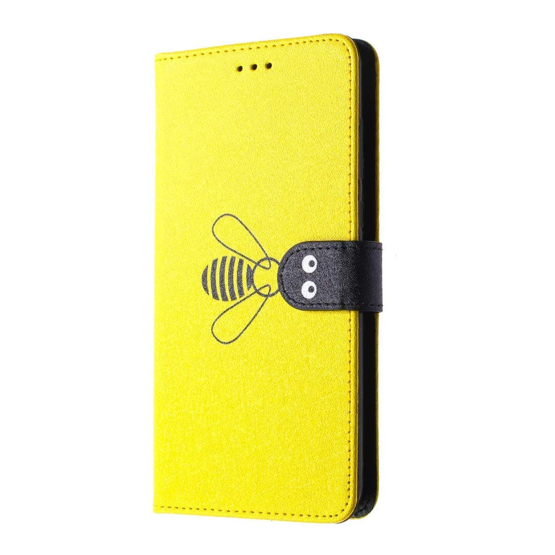 Samsung Galaxy A10 Case, Shock-Absorption Flip PU Leather Embossed Cute Bea Phone Cases Notebook Wallet Back Bumper Magnetic Closure Card Holder Slots Pouch Slim Protective Cover yellow