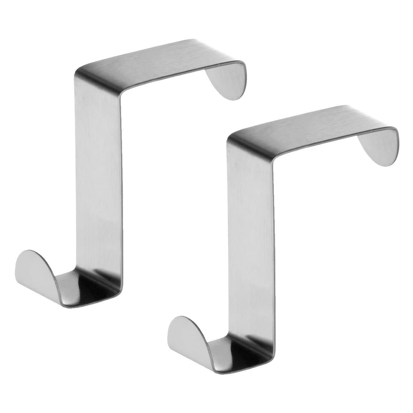 2Pcs Stainless Steel Bathroom Over Door Hooks