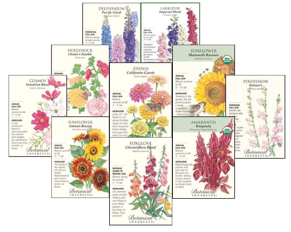 Botanical Interests Giants Flower Seed Collection - 10 Packets with Gift Box
