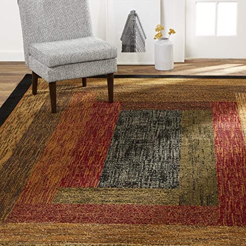 Home Dynamix Vega Modern Area Rug, Geometric Black/Brown/Red 3'7" x 5'2"