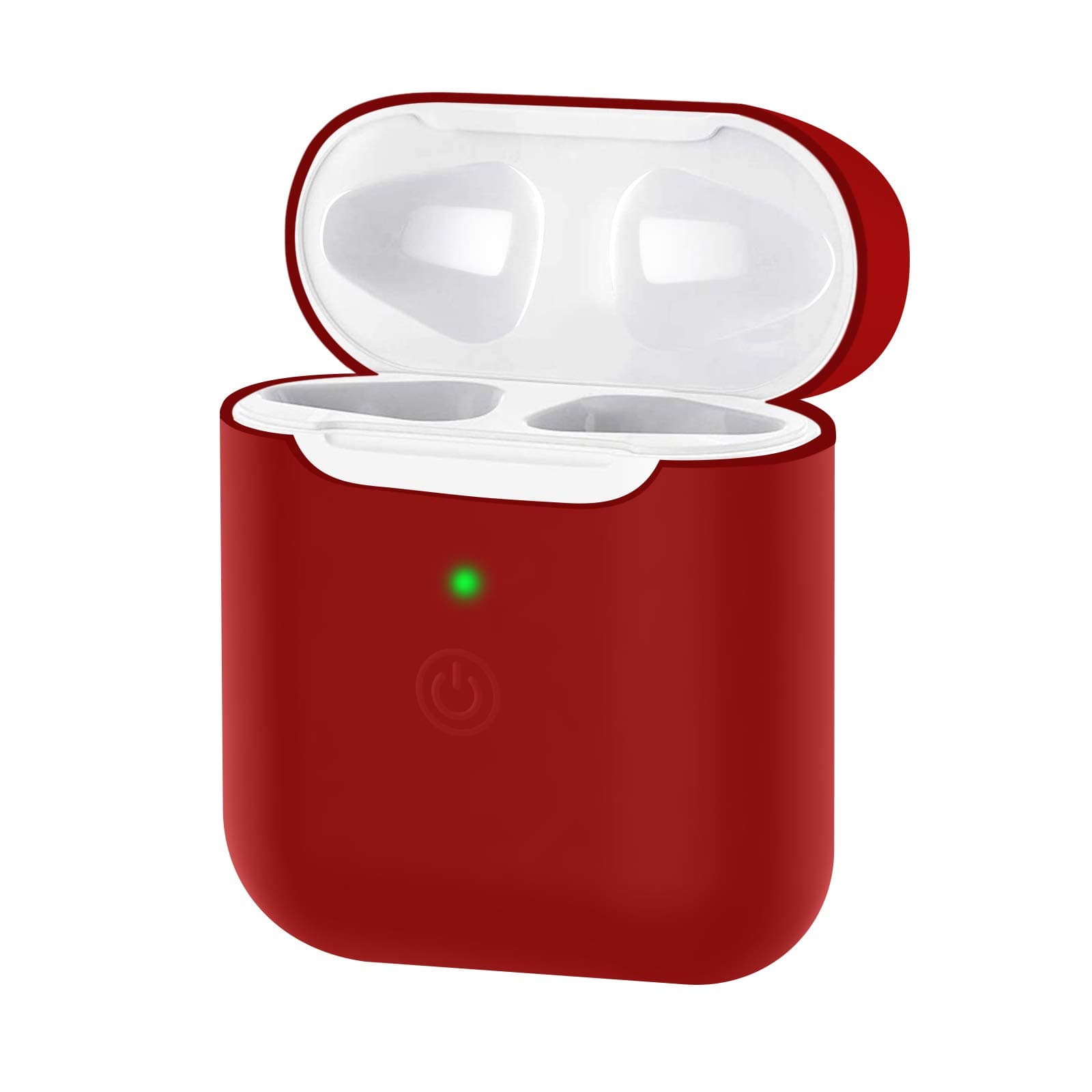 Wireless Charging Case with Silicone Cover, 450 mAh Battery Capacity Silicone Protective Case Compatible with Earbud (Red)