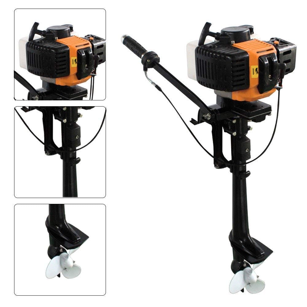 DiLiBee Outboard Motor,3.5HP 2Stroke Outboard Shaft Boat Engine Motor - Trolling Motors - Fishing Watercraft & Trolling Motors