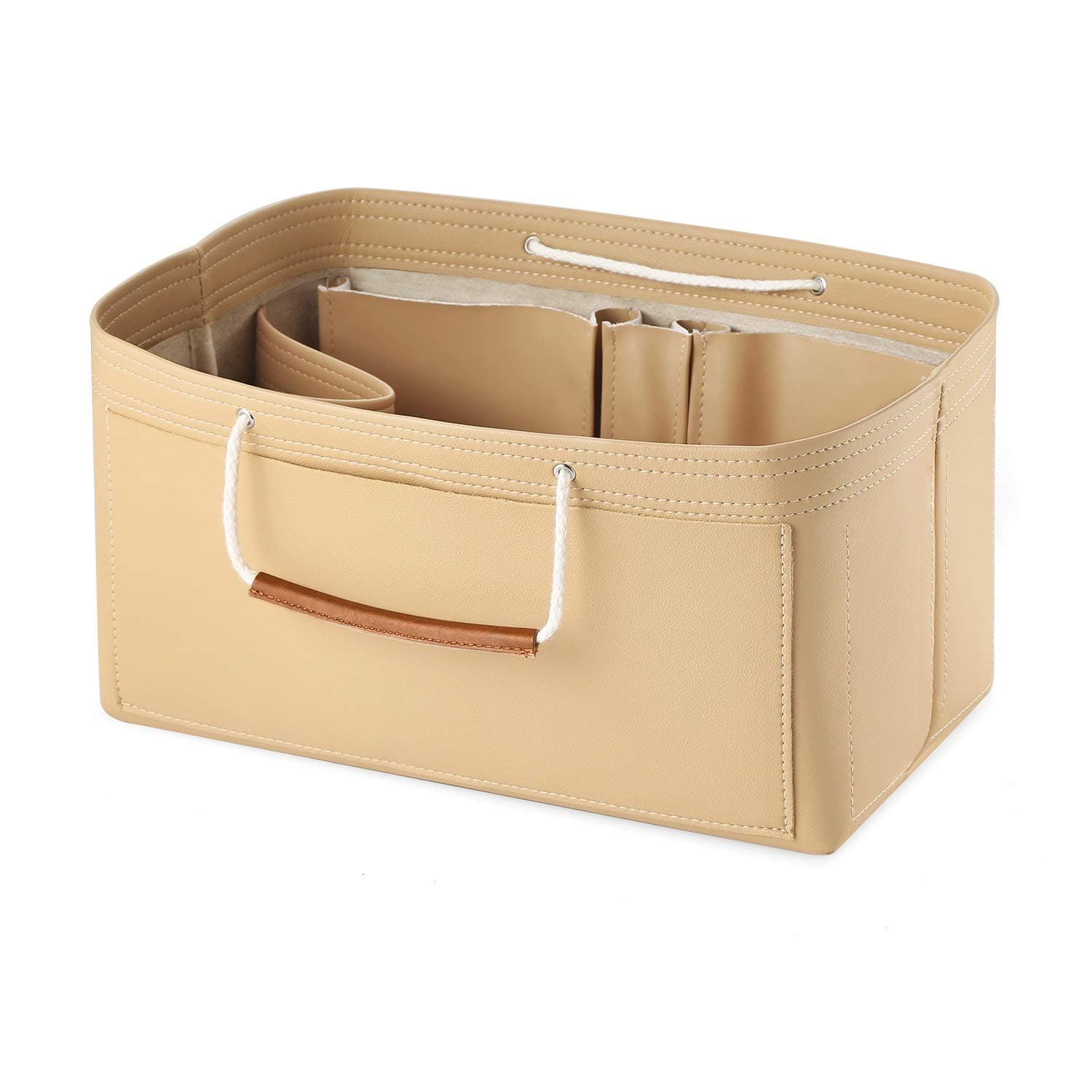 Foregoer Felt Handbag Bag Organiser Insert for Tote with Handles Organizer (PU Leather, Medium(30 * 16 * 16cm))