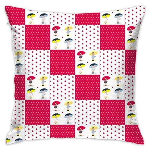 HUERY Patchwork Pattern for Girls Customized Pillowcase Lovely Square Pillowcase Portable Sofa Pillowcase 18"x 18"
