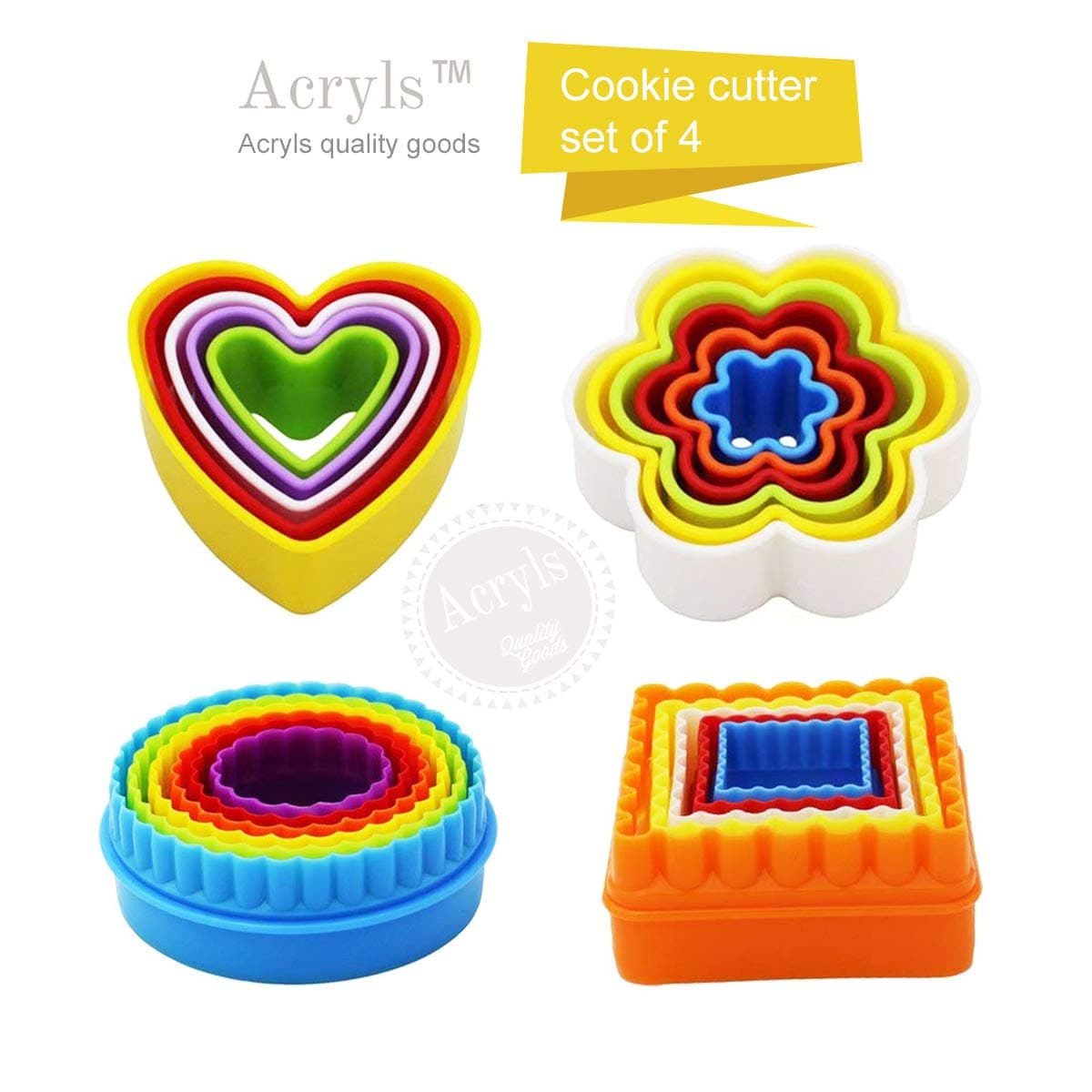 22 Pcs Cookie Cutter, Vegetable Shapes Cutter Set, Fruit Cutter, Multi-Size Sandwich Fondant Cake, Biscuit Cutter, Heart, Flower, Round, Square Shapes