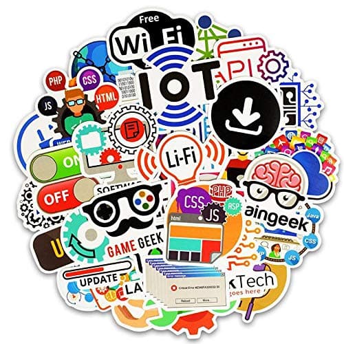 50 PCS Internet Programming Stickers Software HTML Logo Funny Cool Stickers for Geeks Hackers Developers to DIY Laptop Phone Car