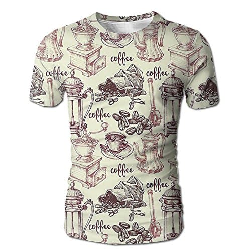 Edgar John Coffee Beans with Old Espresso Machine in Sketch Hand Drawn Men's Short Sleeve Tshirt S