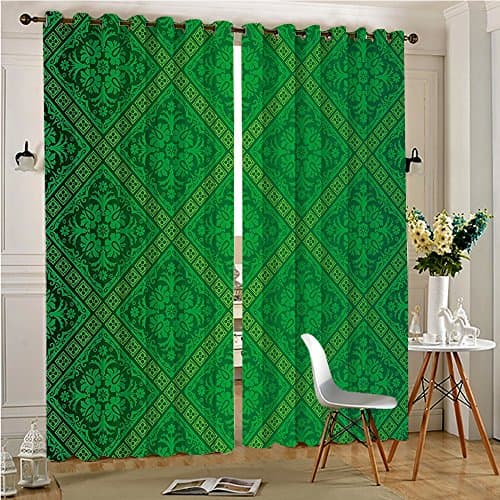 Analisahome Functional Ombre Linen Sheer Curtains Pair Set Vector Seamless Pattern of Foliage Wallpaper Decorative Pattern Grommet Curtains(2 Panels)(2 Panels, 84" x 84")
