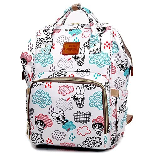 Land Diaper Bag Multi-Function Waterproof Travel Backpack Nappy Bags for Baby Care with Large Capacity,Wide Top Opened,Match Most Stroller&Keep Everything Organized Best Shower Gift (White-Cloud)