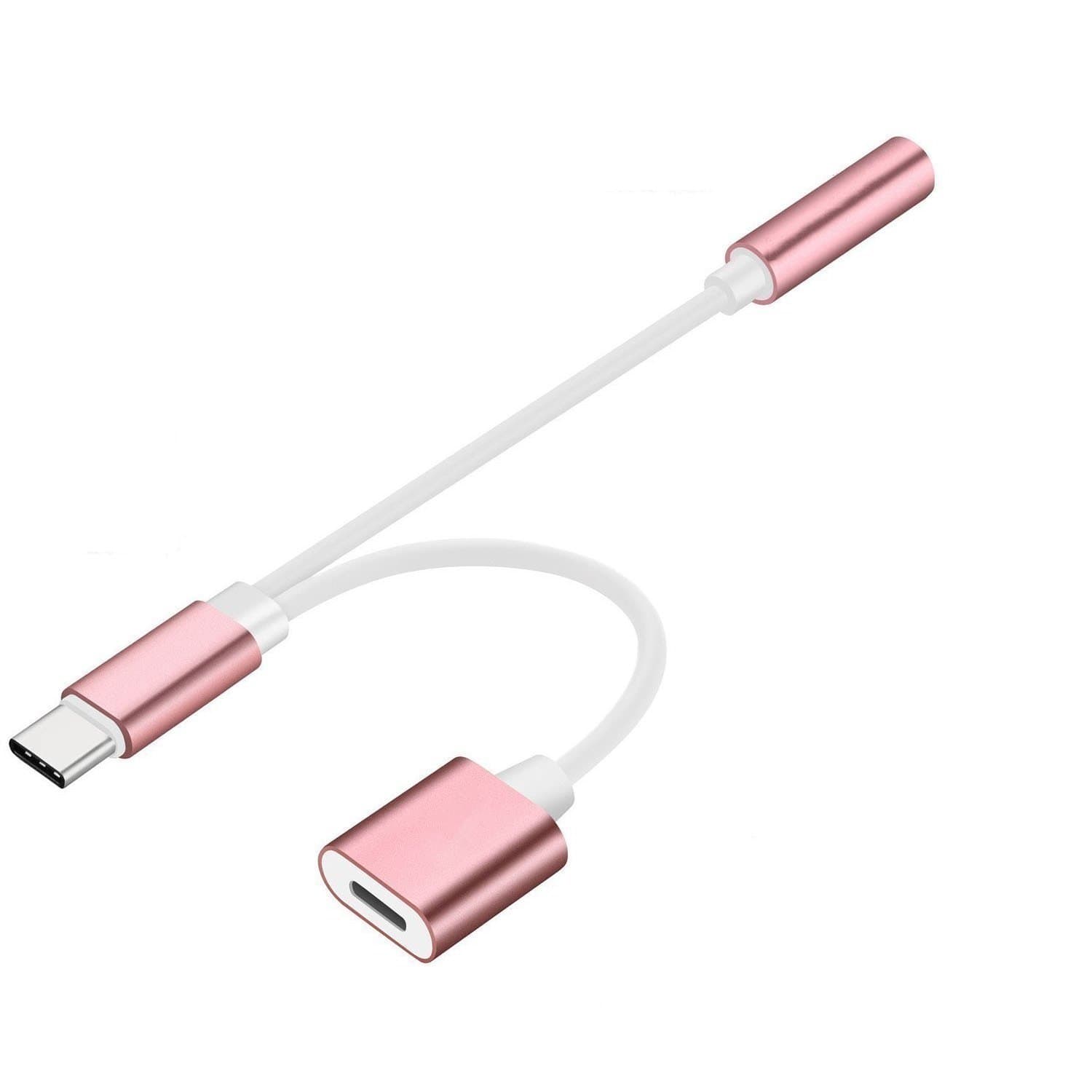 Geekercity 2 in 1 USB-C to 3.5mm Audio Adapter, USB Type C Cable Fast Charge to 3.5mm Audio Jack Headphone Adapter Converter Supports Audio and Charging for Motorola MotoZ, Letv Le Pro 3